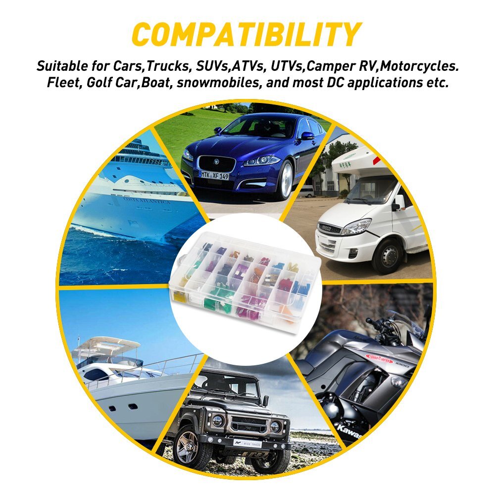 220Pcs Car Blade Fuse Kit Assortment Blade Set For Car Truck SUV ATV Motocycle