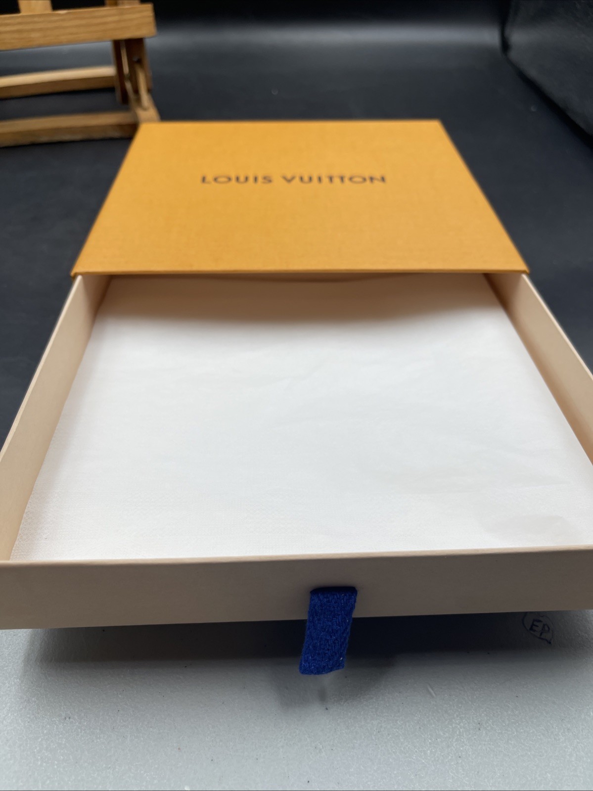 Louis Vuitton Orange Drawer Gift Box with Blue Pull Tab – 7.12 “ Square