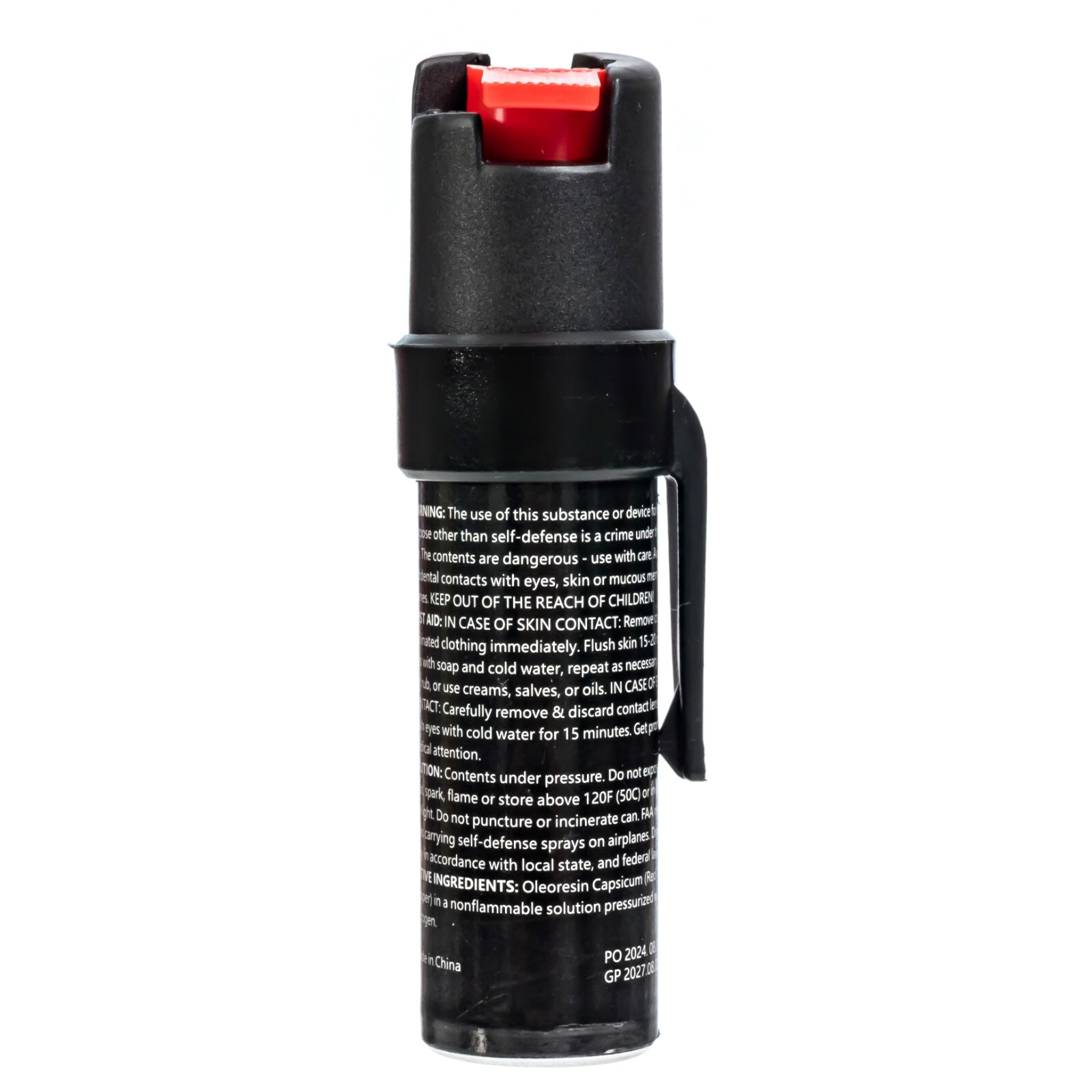 Burn Pepper Spray for Self Defense - 0.84 fl oz with Security Clip Black