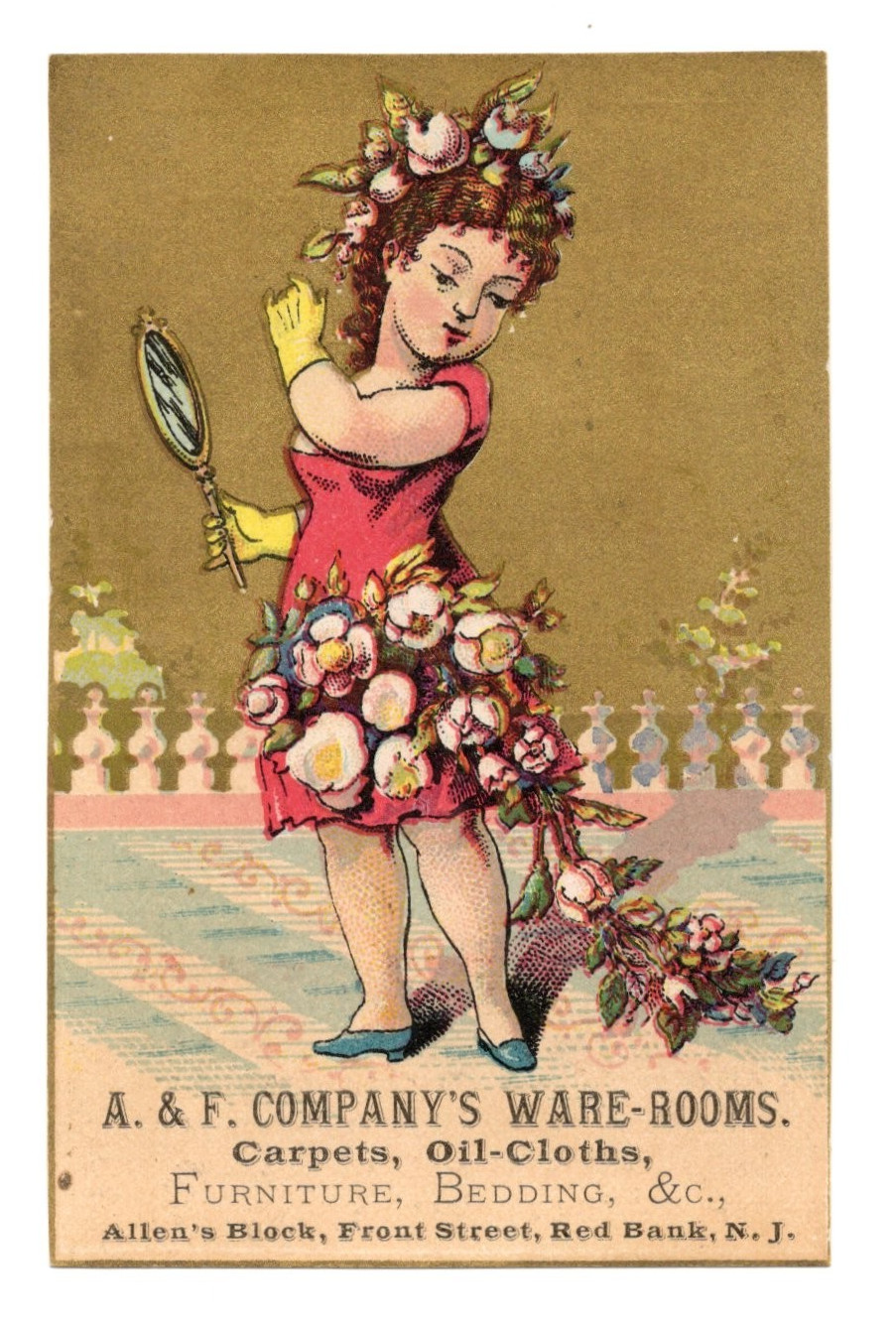 1890s - A. & F. Company Ware Rooms Red Bank NJ Trade Card - XL2T