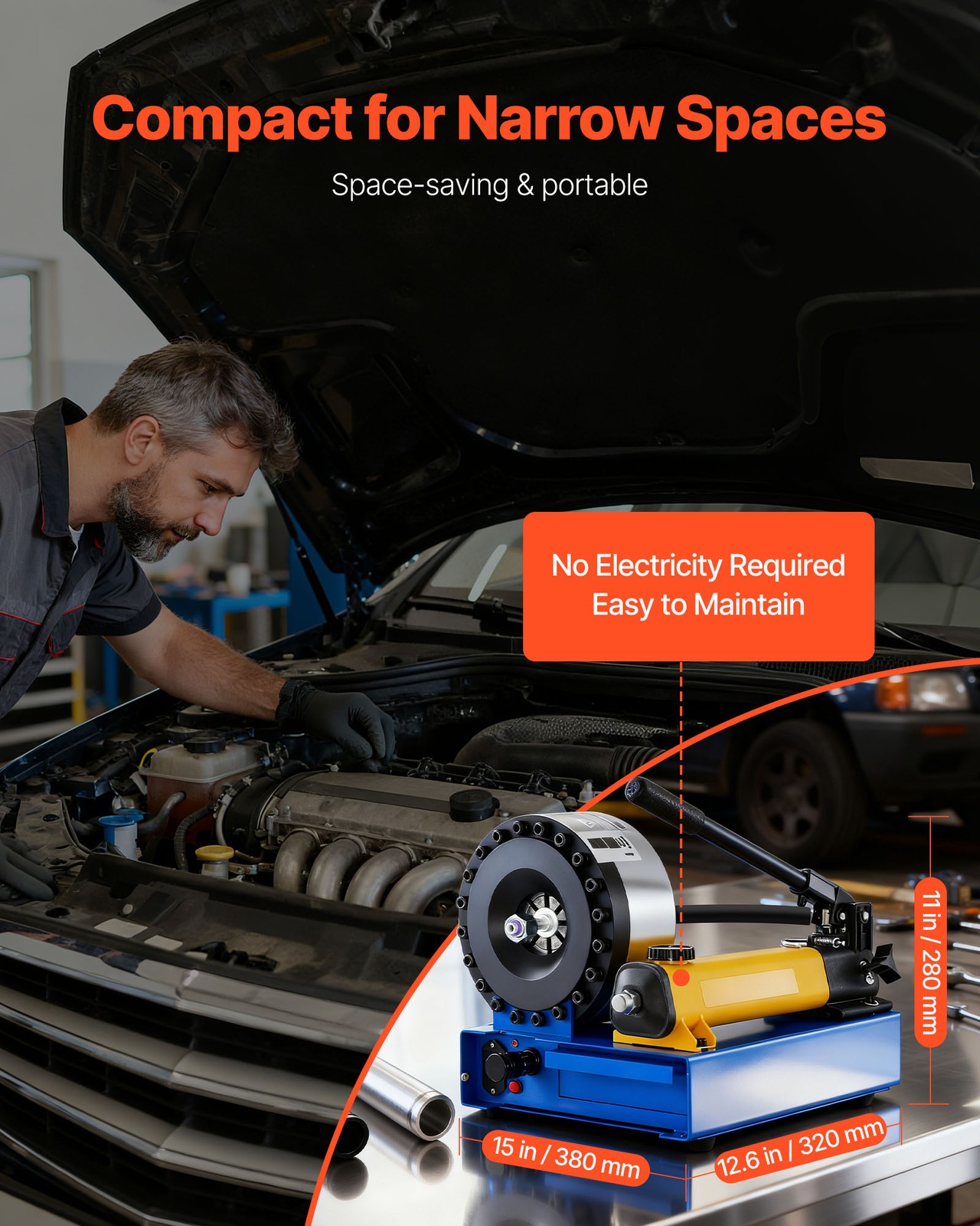 VEVOR High Pressure Hose Crimping Tool Manual Hydraulic Hose Crimper with 8 Dies