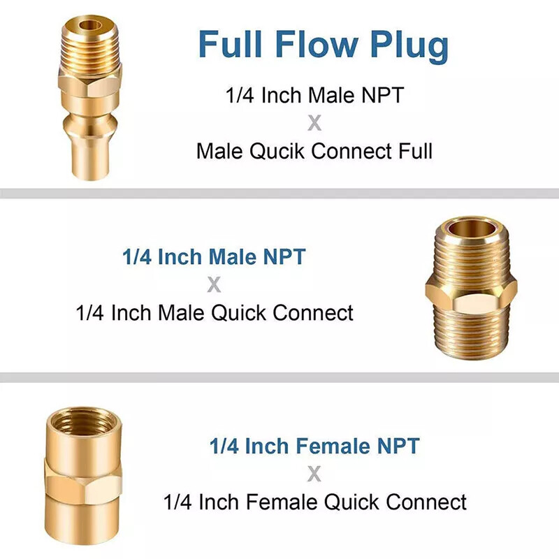 RV Quick Connect Fittings 1/4" NPT Propane Hose Adapter Set