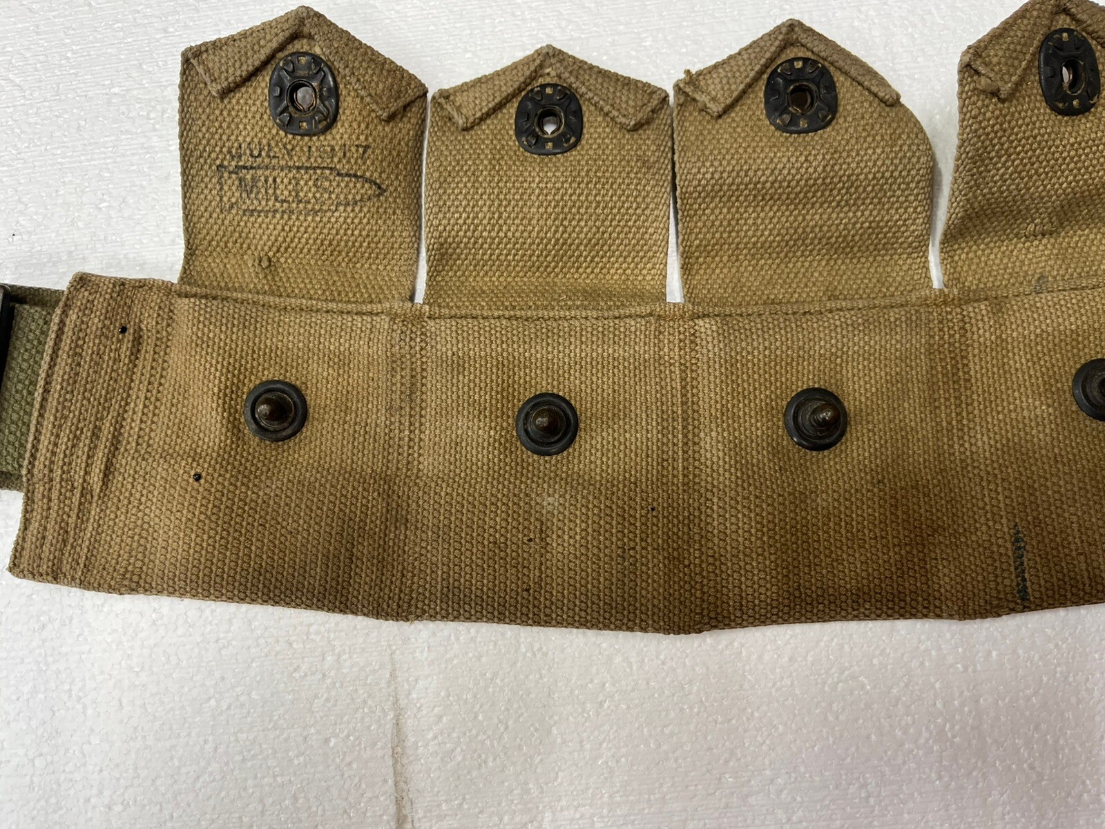 WWI US Army M1912 Cavalry Bandolier Cartridge Belt - Mills 1917