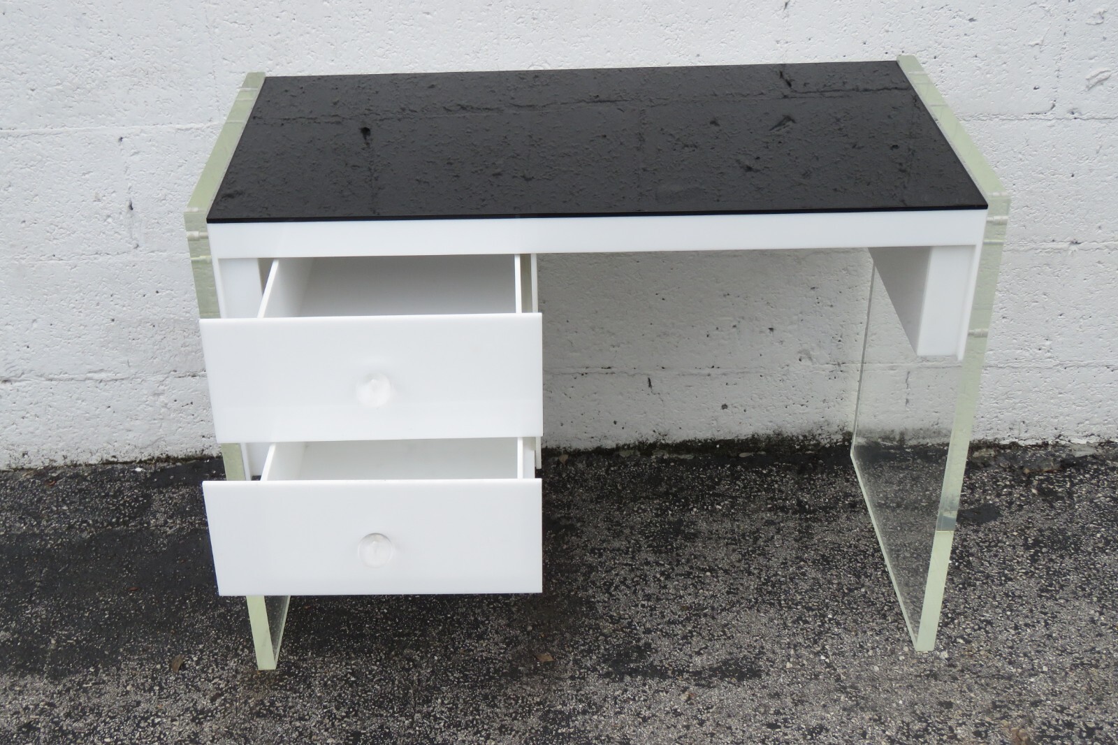 Hollywood Regency Lucite Vanity Makeup Table Desk and Stool 5475