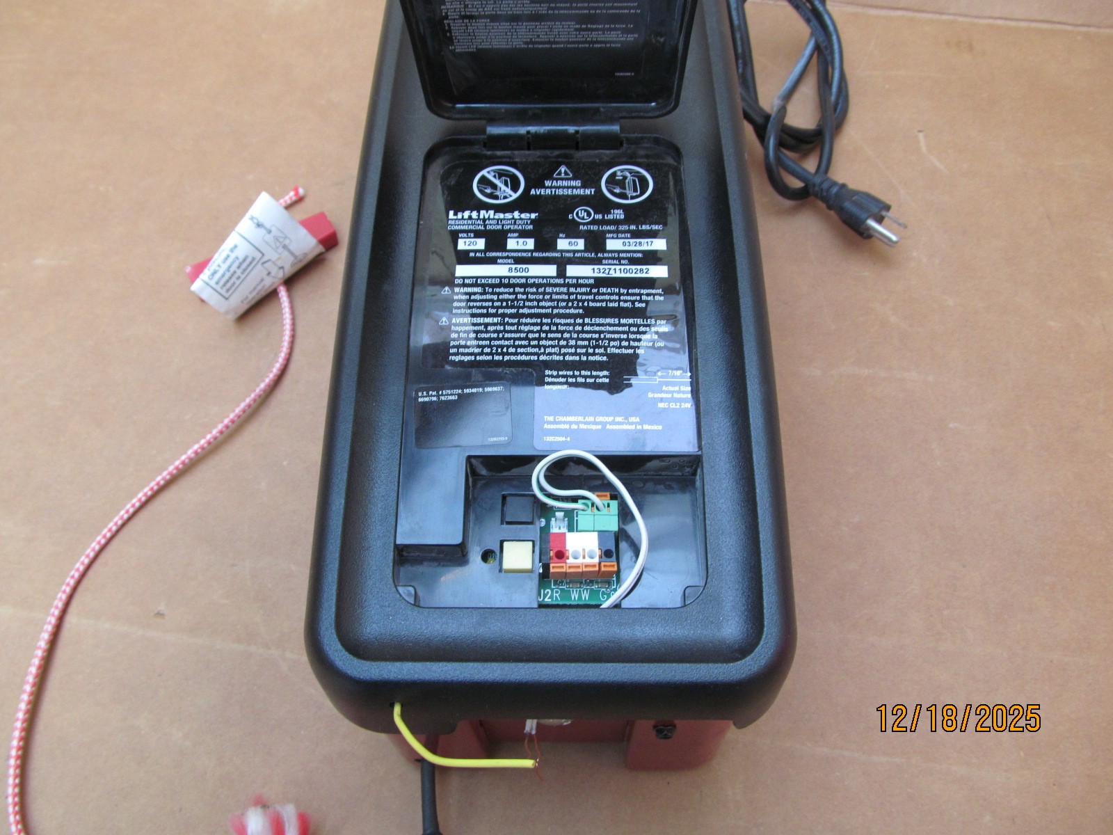 Liftmaster 8500 jackshaft garage door opener main unit only