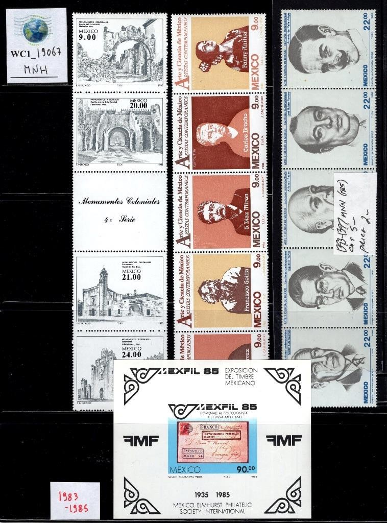 WC1_19067. MEXICO. Clean lot of 1983-1985 souv. sheets & stamps. MNH