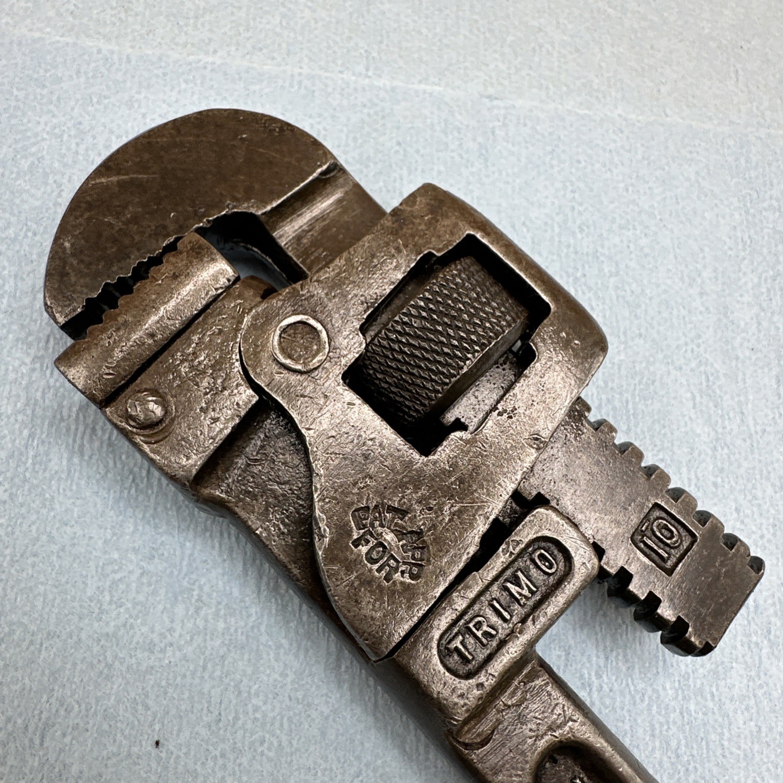 Vintage Trimo 10" Pipe Wrench, Trimont Mfg Co, Roxbury Mass USA