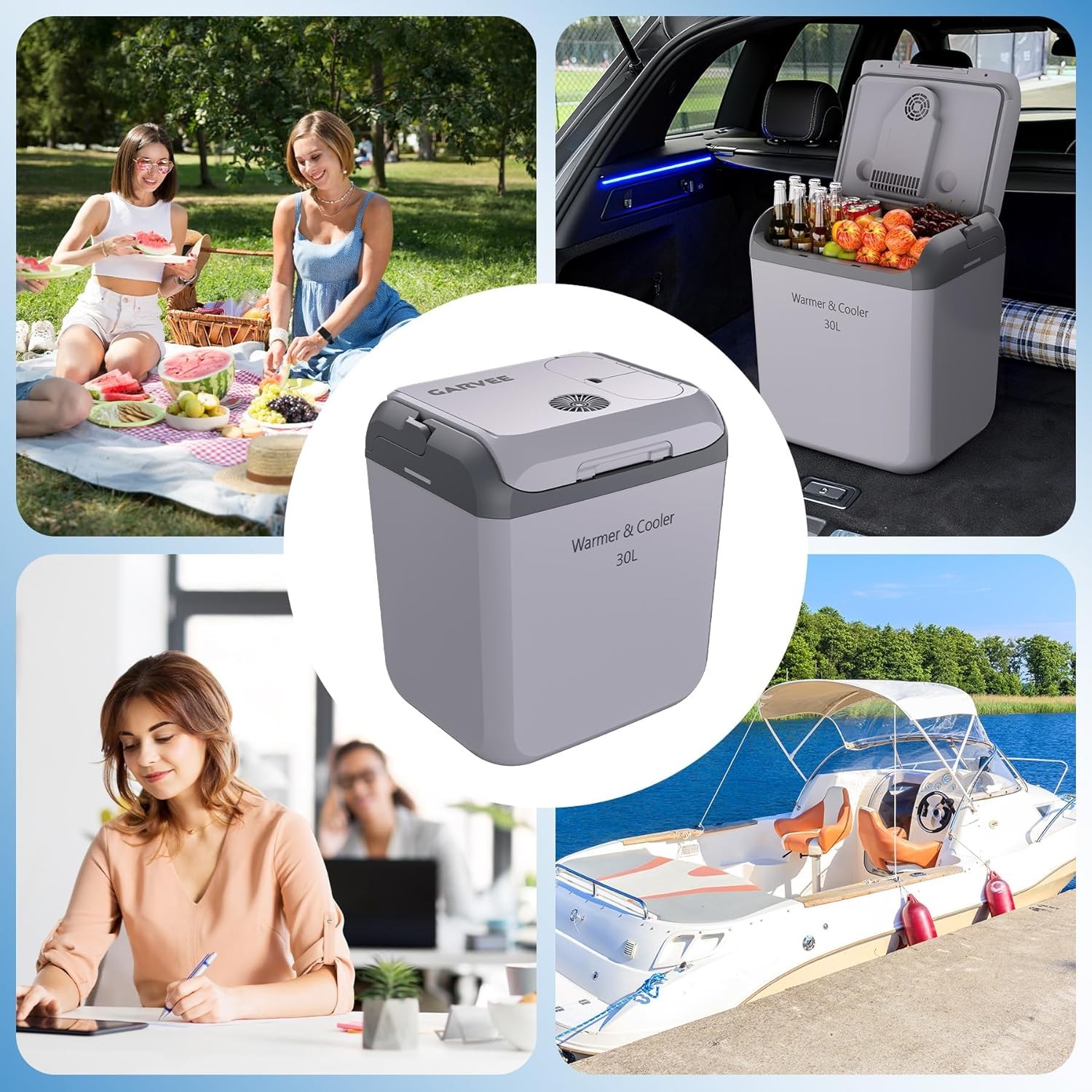 32QT Electric Cooler & Warmer Portable Car Refrigerator 12V Car Cooler