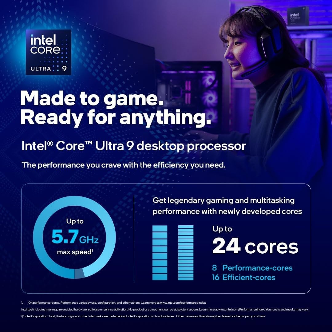 Intel Core Ultra 9 Desktop Processor 285K - 24 cores (8 P-cores + 16 E-cores)