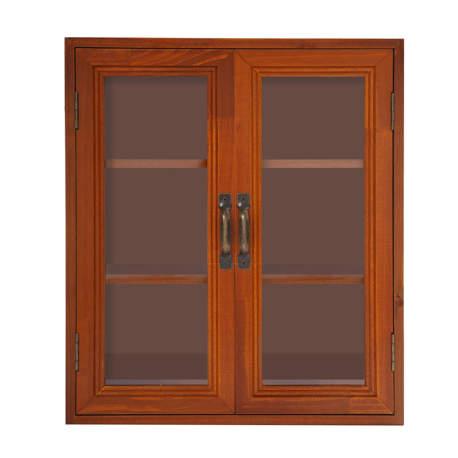 12.09*4.72*14.17in Brown Solid Wood& Acrylic Freestanding 3-tier Storage Cabinet