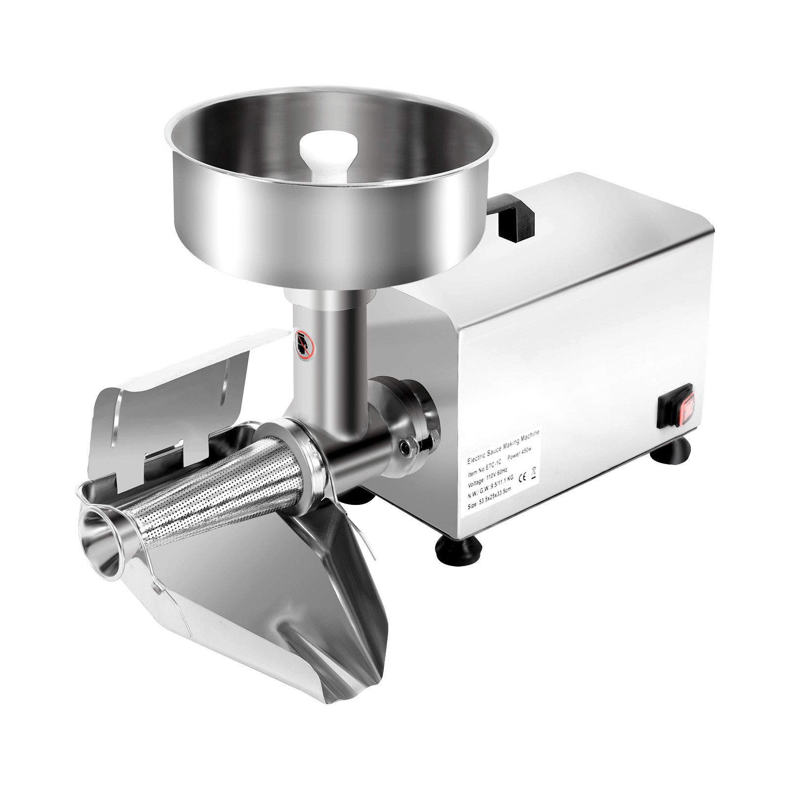 110V Electric Tomato Strainer, 450W Stainless Steel Tomato Press and Strainer