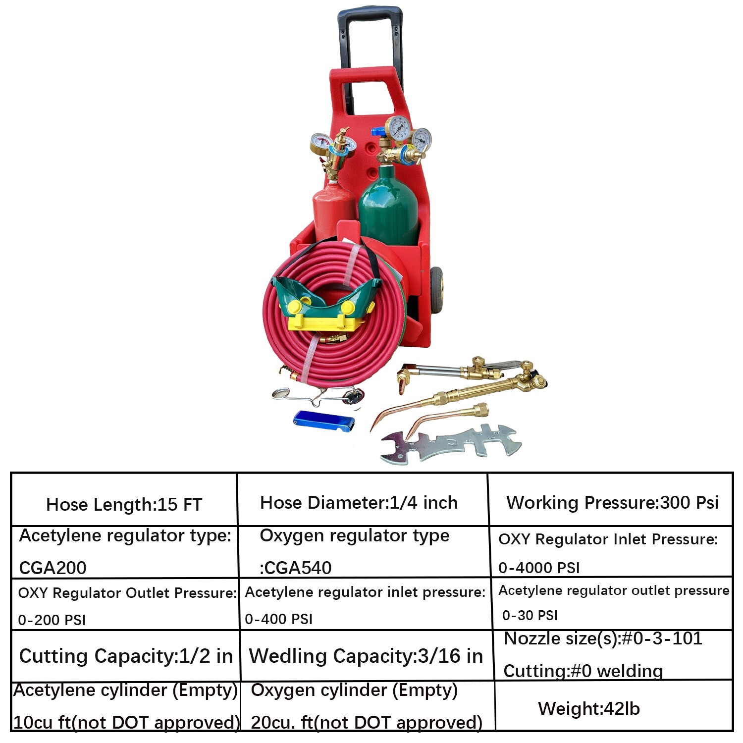 HVAC Portable Oxygen Acetylene Welding Cutting Torch Kit w/ Carrying Case & Tank