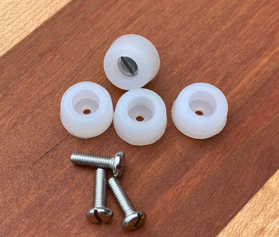 Extra Small 3/8" DIA Rubber Bumpers with Stainless Steel Screws (Black or Clear)