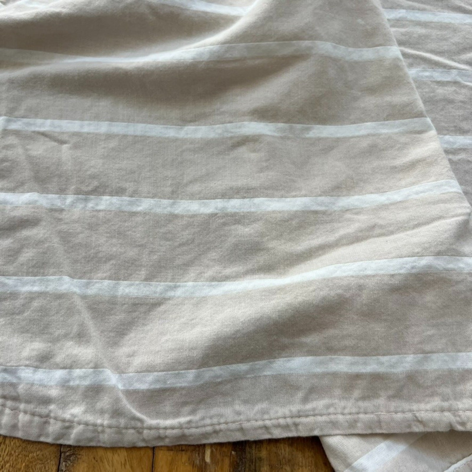 Threshold Shower Curtain Beige & White Striped 100% Cotton 67 x 68.5"