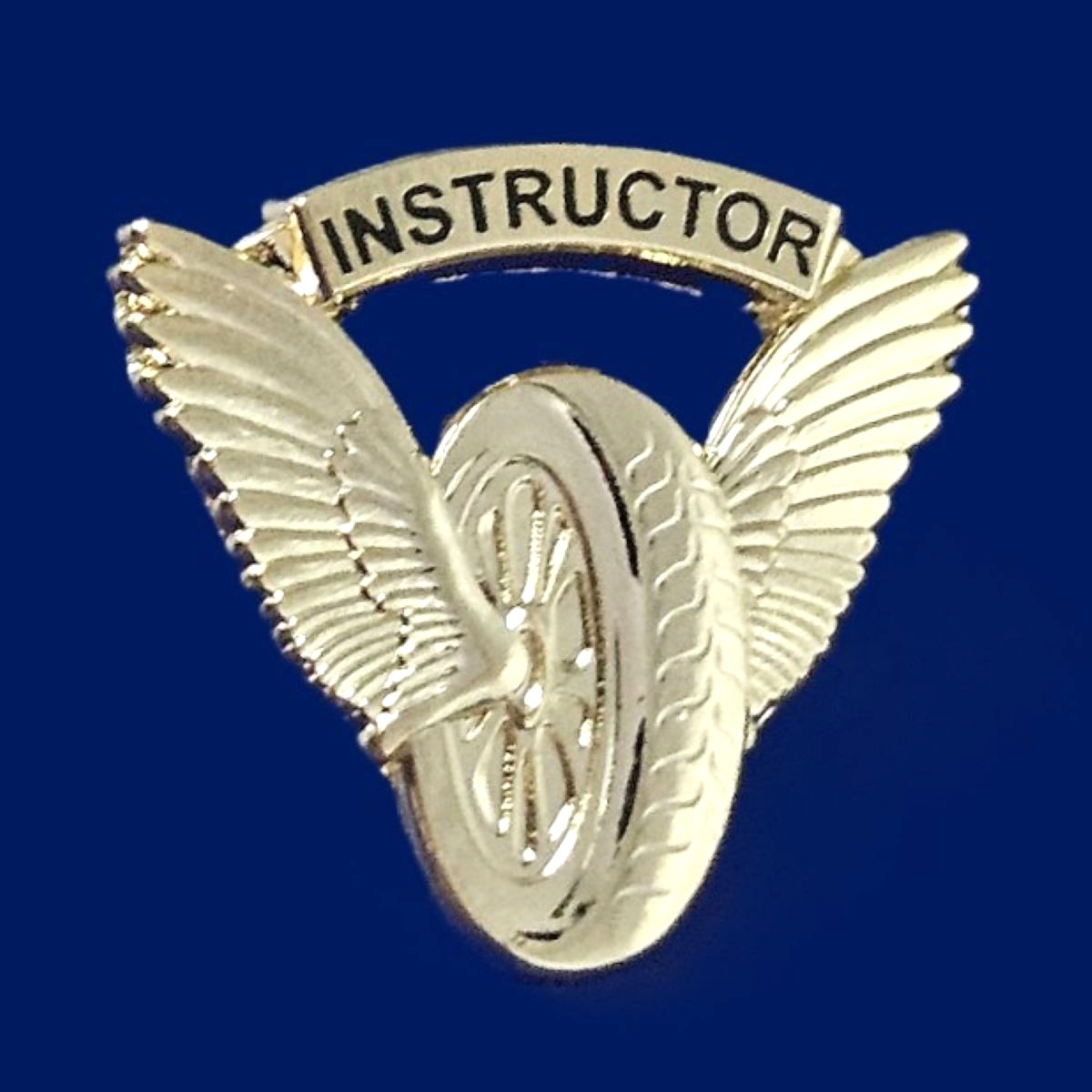 MOTOR WHEEL WING-INSTRUCTOR PIN:  1" x 1-1/8", 10K Gold Plated, #846