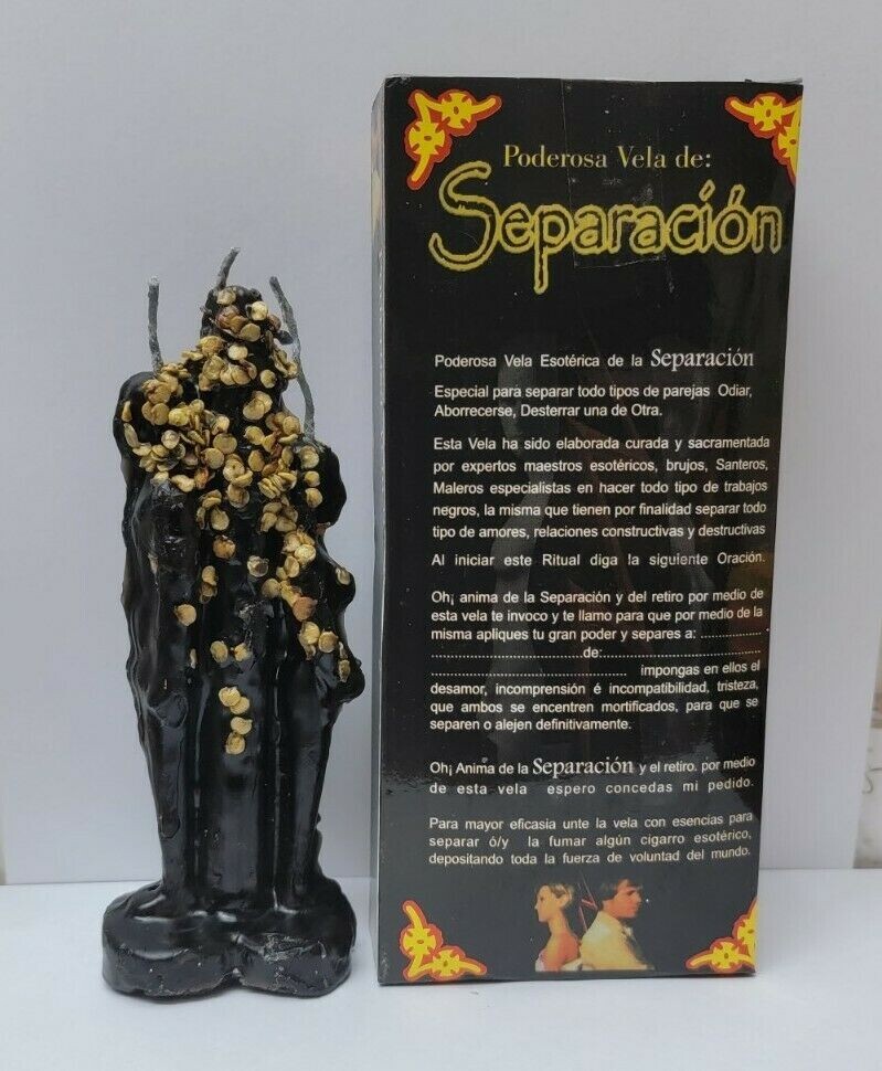 VELA DE SEPARACION PREPARADA 6" CON CHILE ORACION E INSTRUCIONES INCLUIDAS !!
