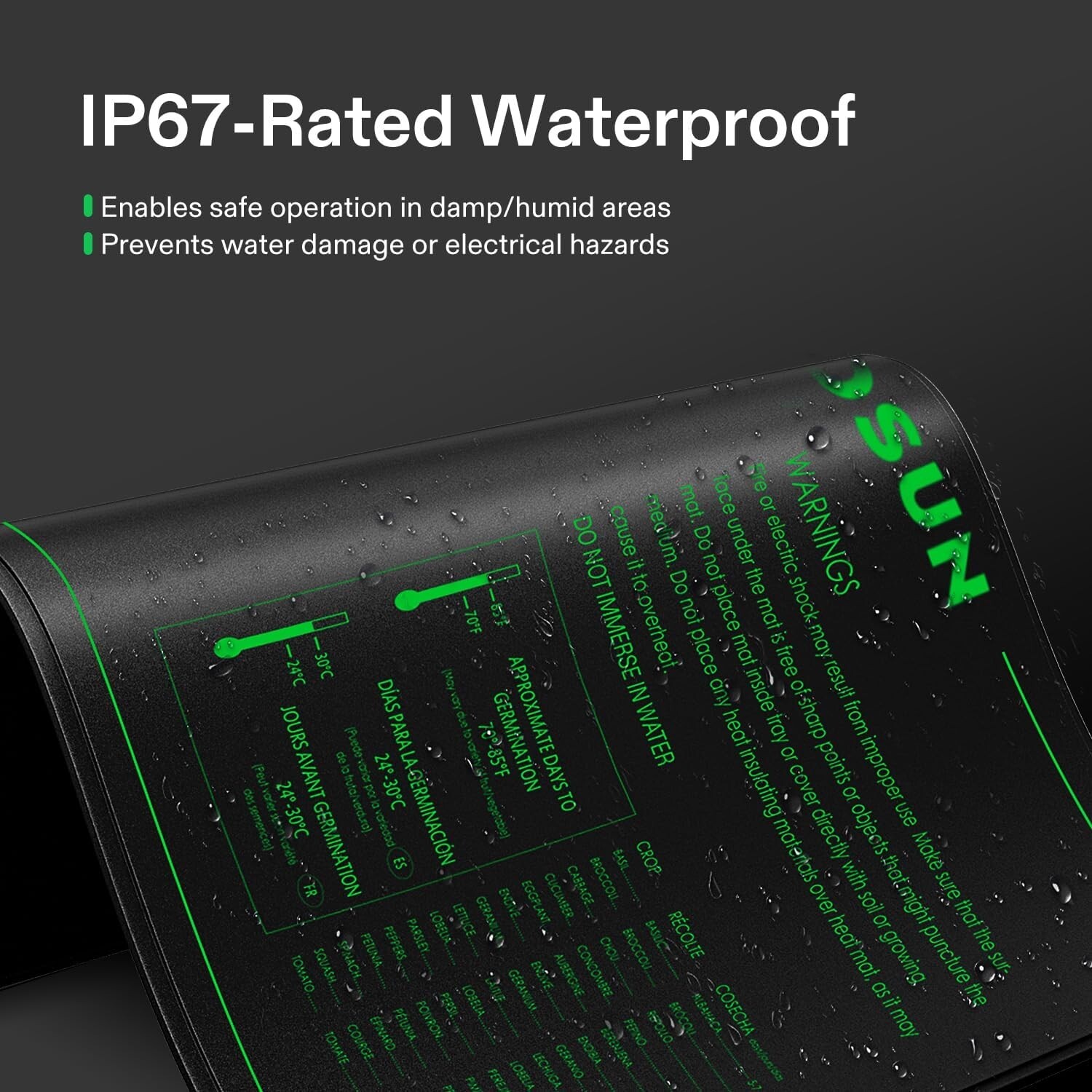 VIVOSUN Durable Waterproof Seedling Heat Mat UL & MET-Certified,6.5/20/40/105W