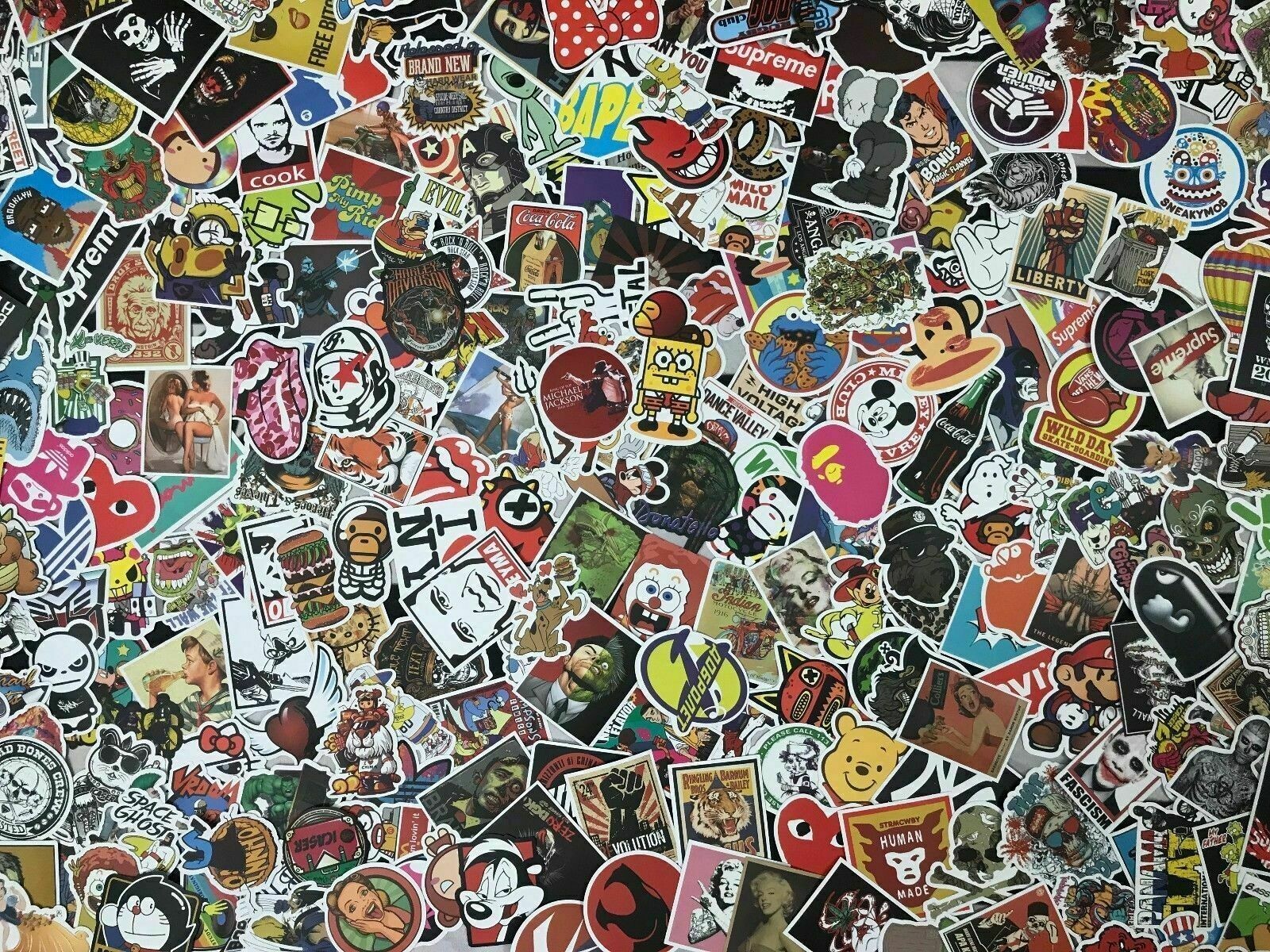 100pcs Skateboard Stickers Bomb Vinyl Laptop waterbottle Luggage Decals Dope US