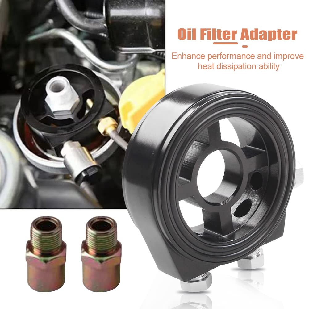 Oil Filter Sandwich Plate Thread Adapter, Universal Aluminum black