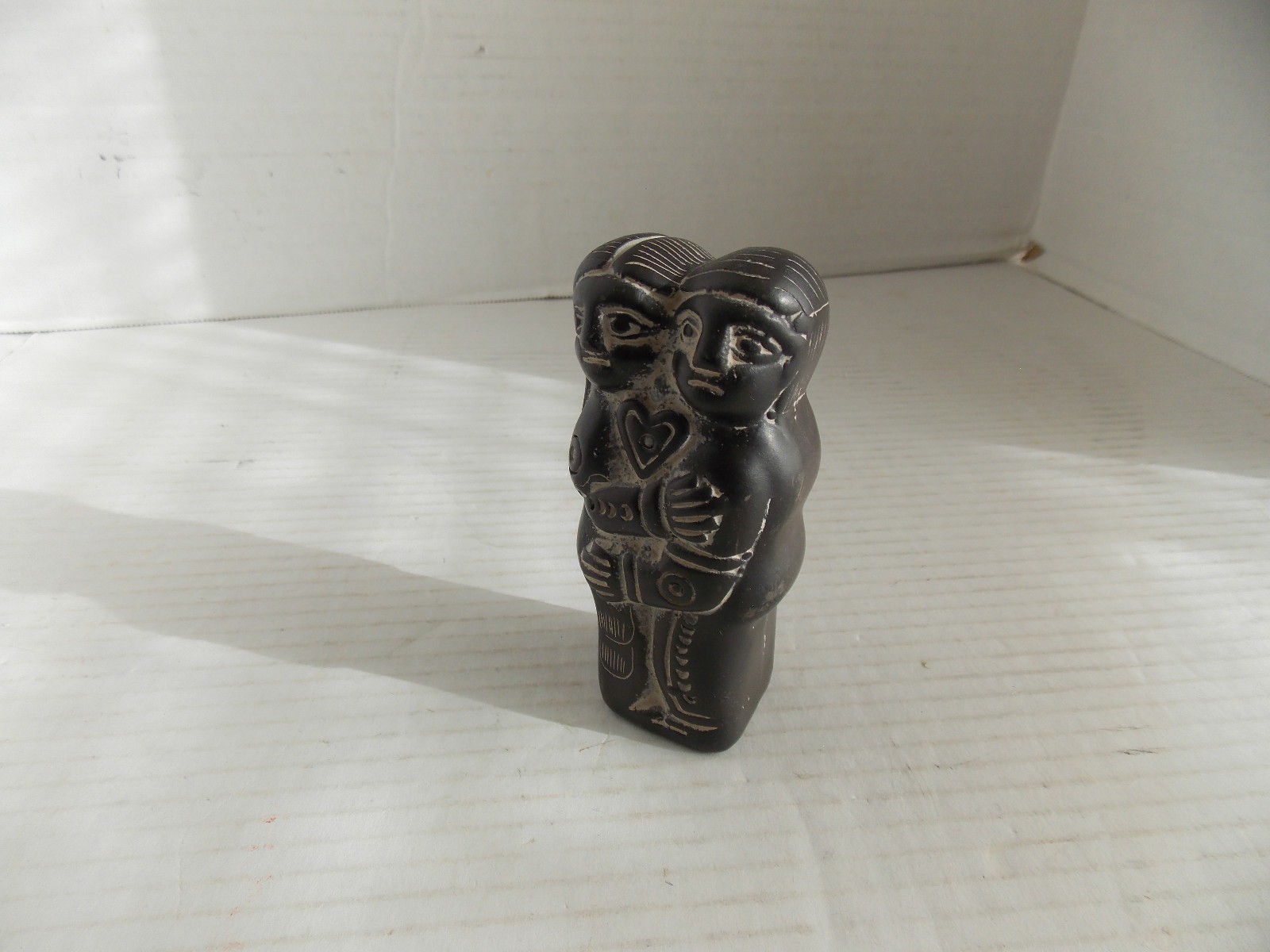 Fertility Goddess Idol man woman black clay couple love luck marriage 4"
