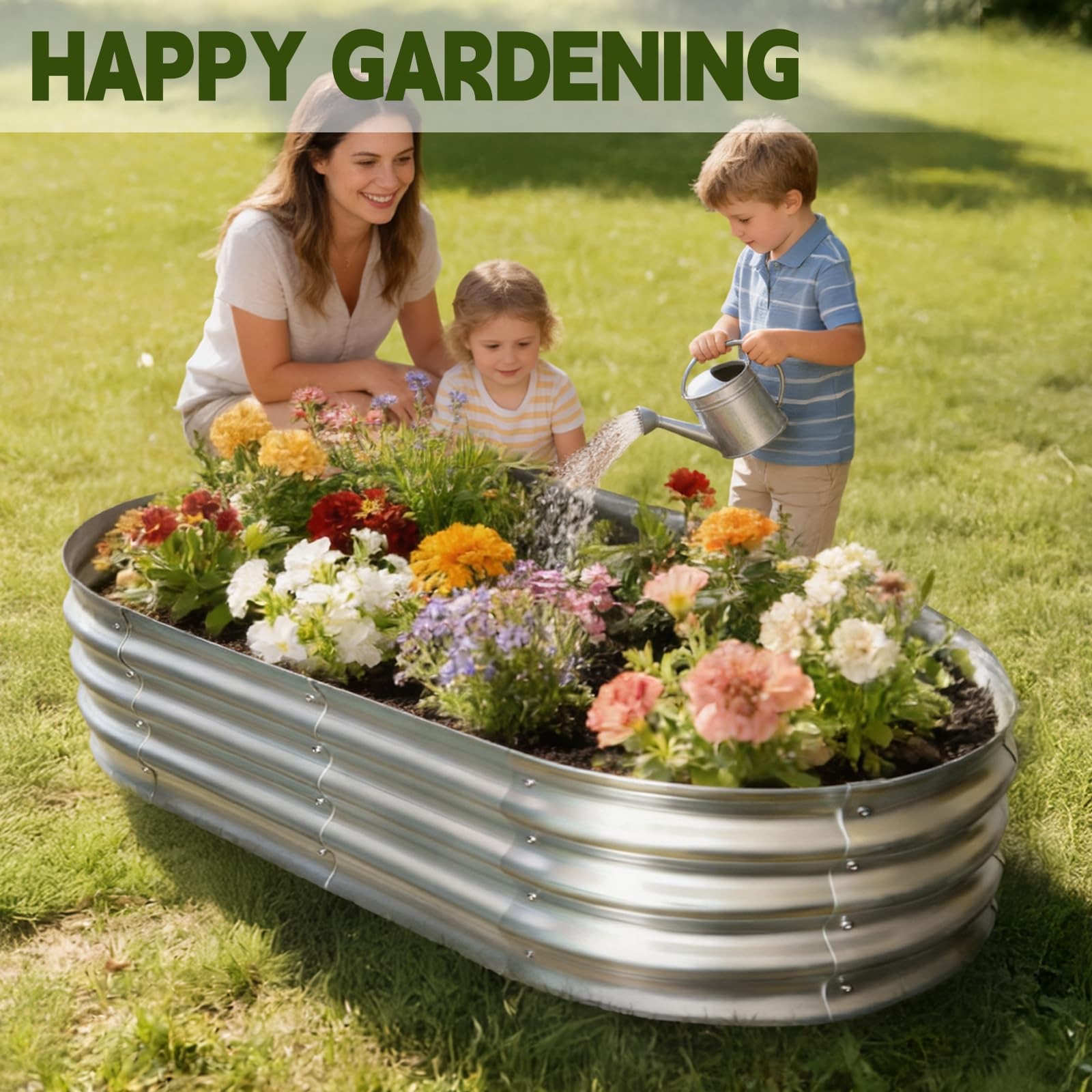 Galvanized Raised Garden Bed Outdoor, Large Raised Bed for Gardening, 4x2x1ft...