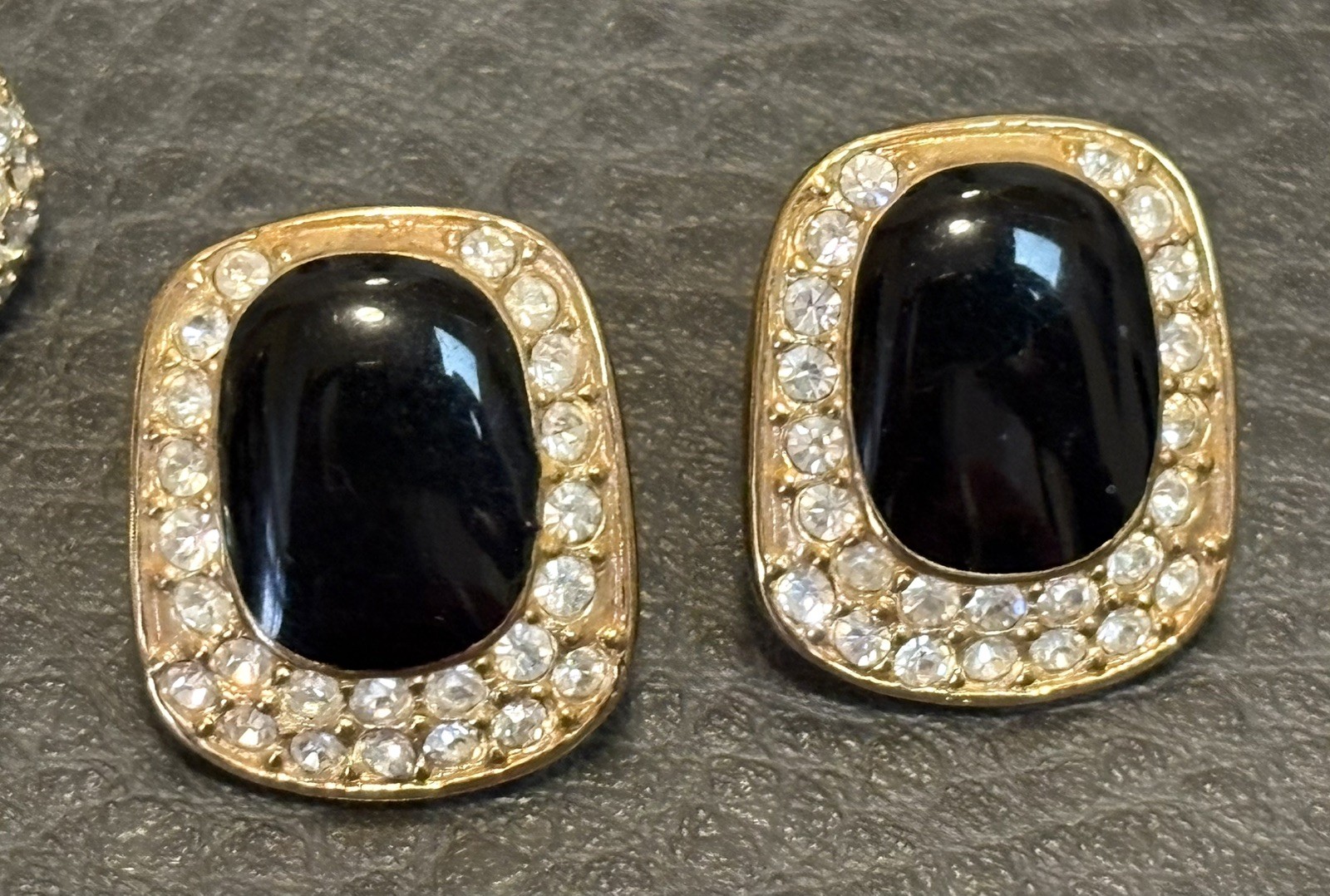 VINTAGE ESTATE ROMAN Gold Tone RHINESTONE FAUX PEARL EARRINGS CLIP Pierced Lot