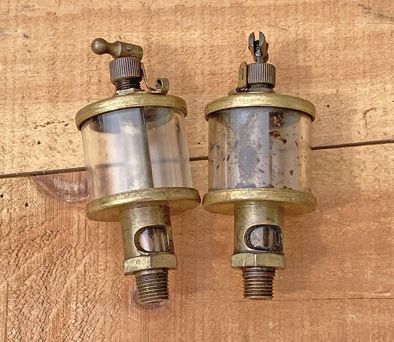 Vtg Pair (2) Michican Lubricator X12A11/2 Oilers Brass Glass Hit/Miss Steampunk