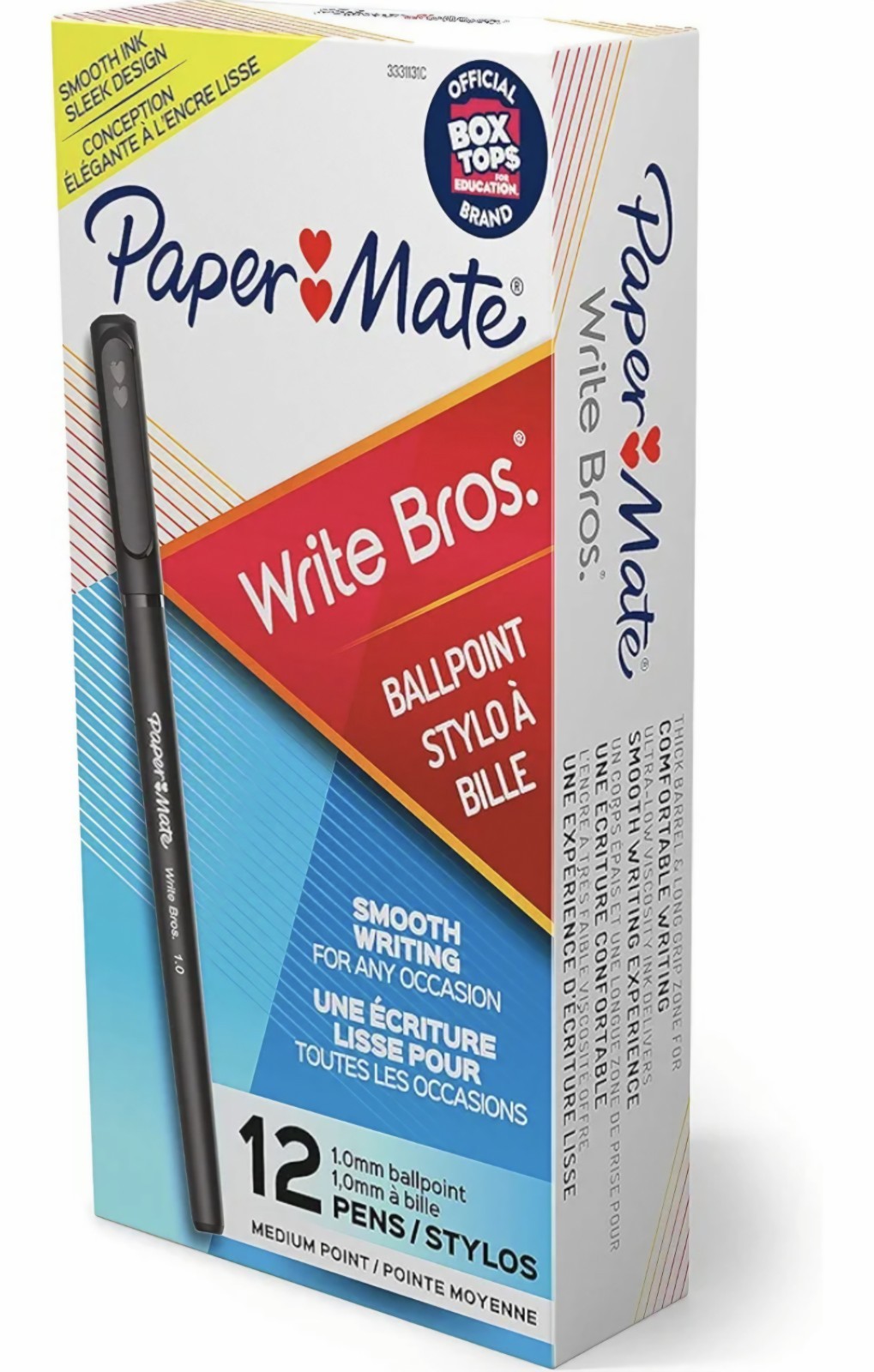 Paper Mate Write Bros Ballpoint Pens, Medium Point, Black Ink, 12/Pack (33311)