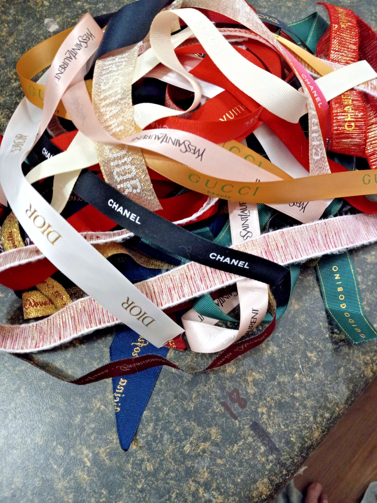 5 YARDS Designer Ribbon "SCRAPS" , DIOR, CHANEL, YSL, GUCCi, PRADA, HERMES, LV