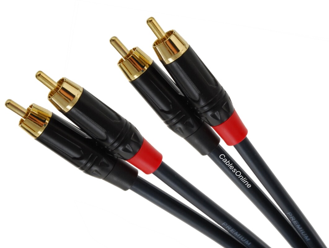 Two-RCA Male/Male Gold-Plated Premium OFC Blue Audio Cable (Multi-Length)