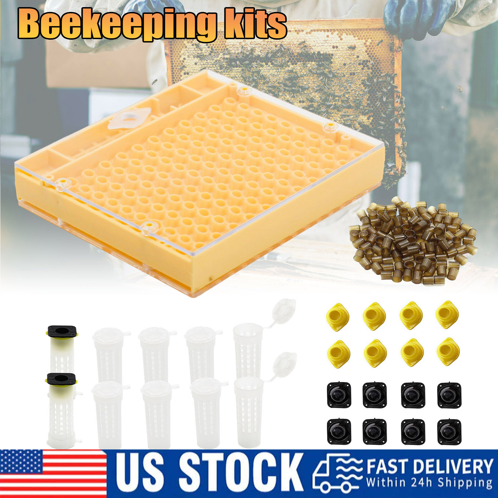 138X Beekeeping Rearing Cup Kit Bee Queen Cages Roller Beekeeper Equipment Tool