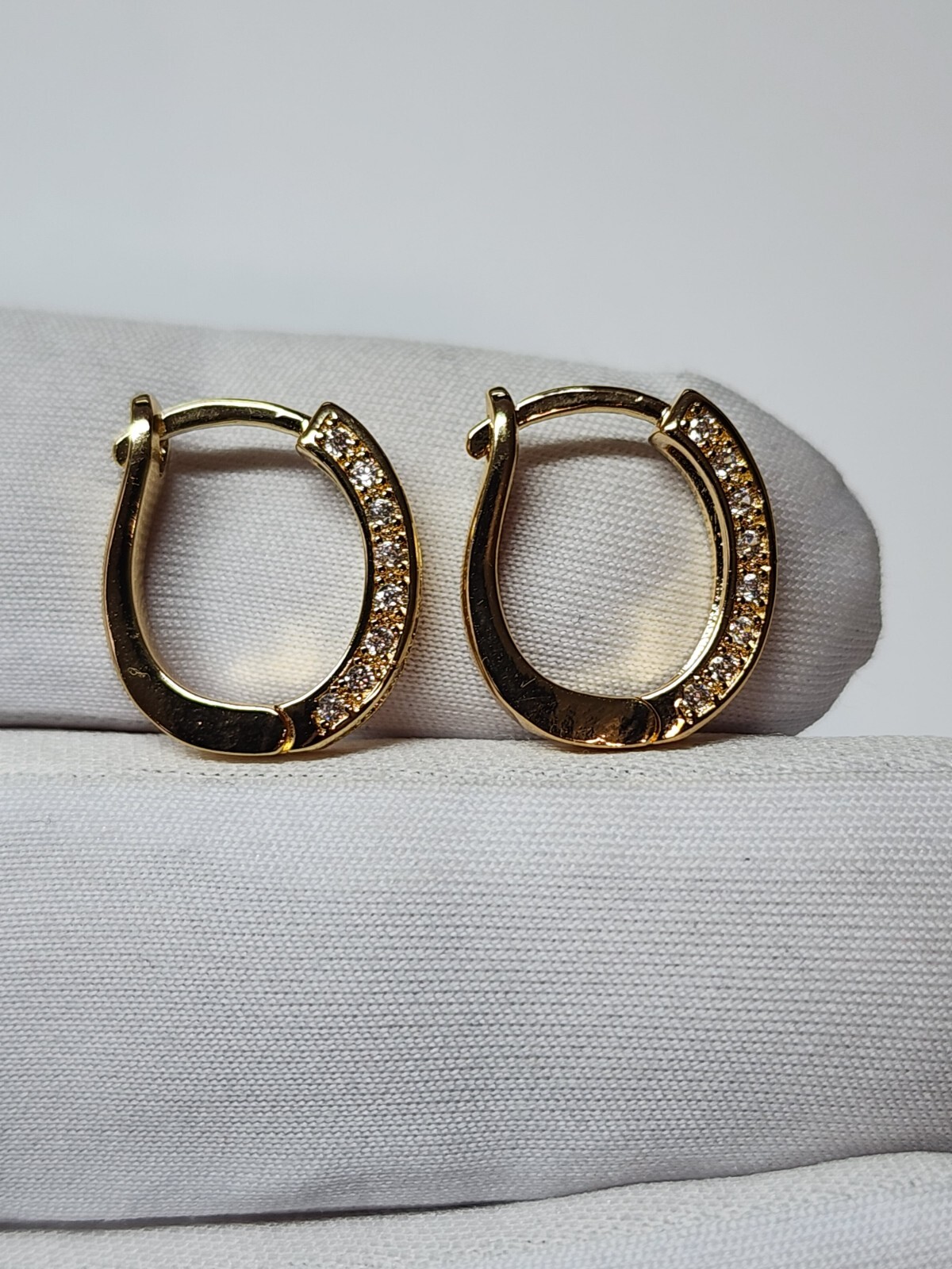 Gold, Silver Plated Hoop Earrings With Cubic Zirconia Unisex Hip Hop Jewelry