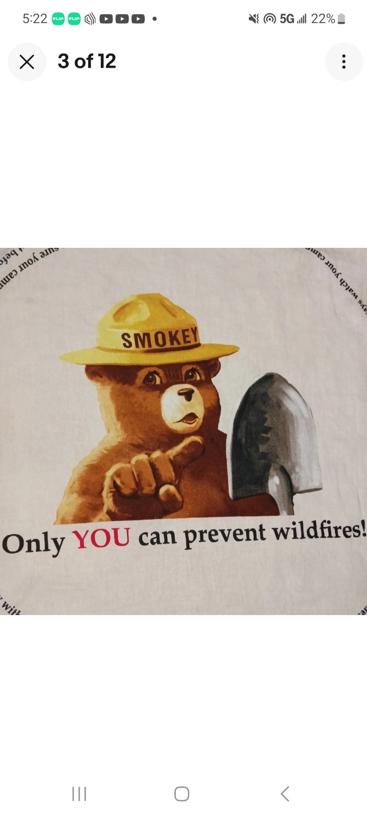 Smokey The Bear Vintage Bandana Scarf Handkerchief Prevent Forrest Wildfires