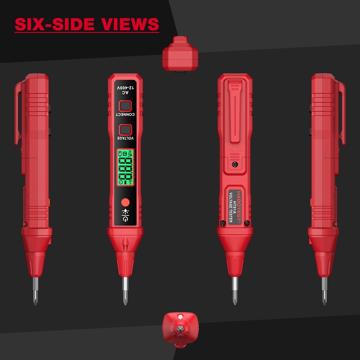 HABOTEST HT91A Voltage Tester Pen Non-Contact Flashing Alarm Battery Including