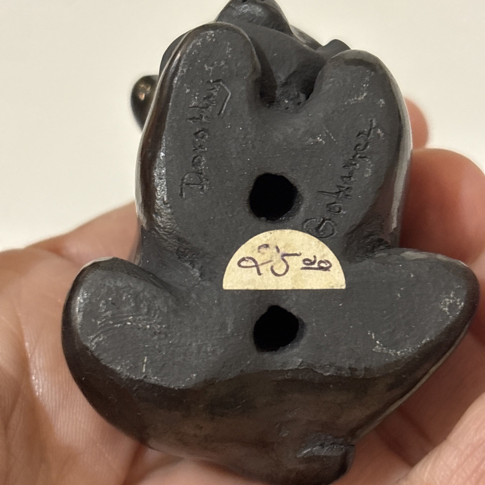 Santa Clara Pueblo Bear with Fish Black Pottery By Dorothy & Paul Gutierrez Art