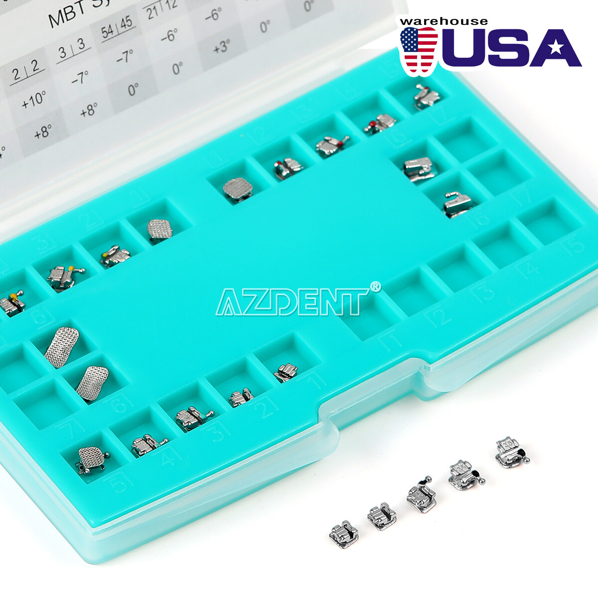 AZDENT Dental Orthodontic Self-Ligating Braces Brackets Roth/MBT.022 Hooks 345