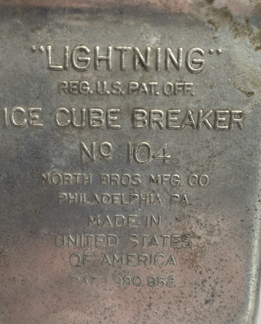 Vintage 1930's Lightning Ice Cube Breaker No 104 North Bros Manufacturing Co