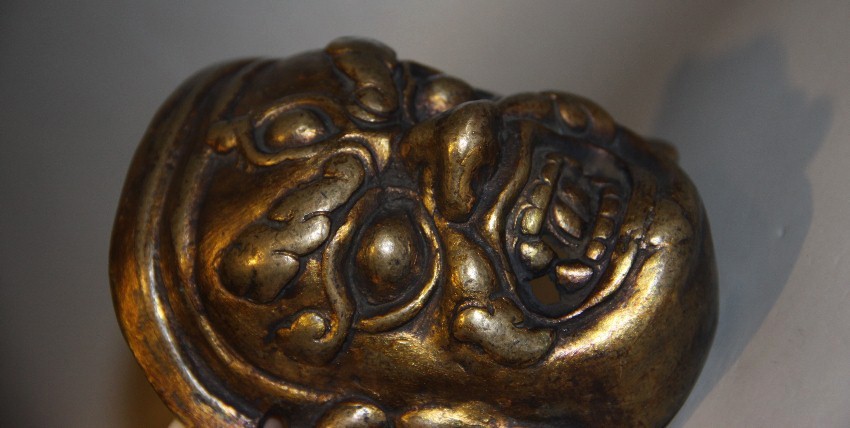 Real Nice Tibet Tibetan Vintage Old Buddhist Alloy Copper Mahakala Offering Mask