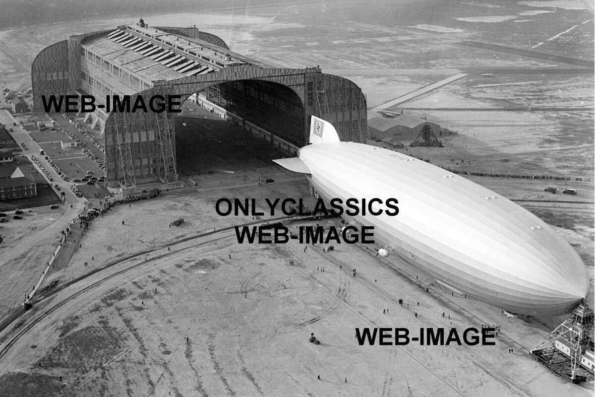 1937 HINDENBURG GERMAN AIRSHIP DIRIGIBLE AIR STATION GIANT HANGER PHOTO-AVIATION
