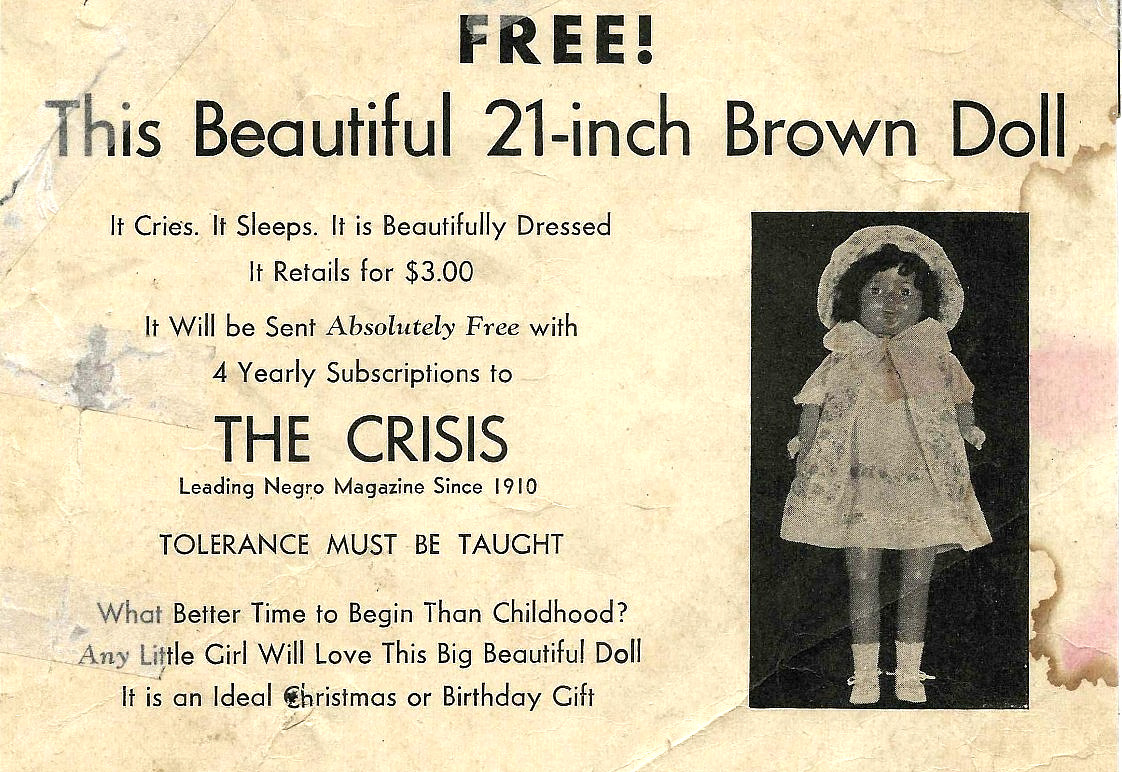 c1940~FREE! African American Doll~Vintage Promotional Ad for The Crisis Magazine