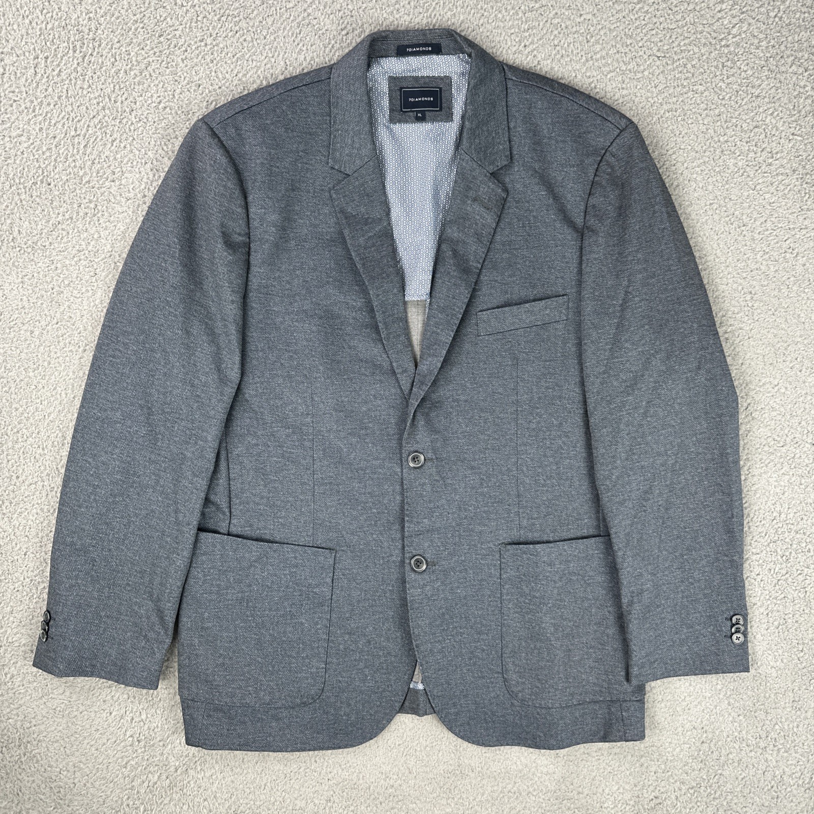 7 Diamonds Mendocino Blazer Men XL Blue 2 Button Dual Vented Stretch BLZ8303