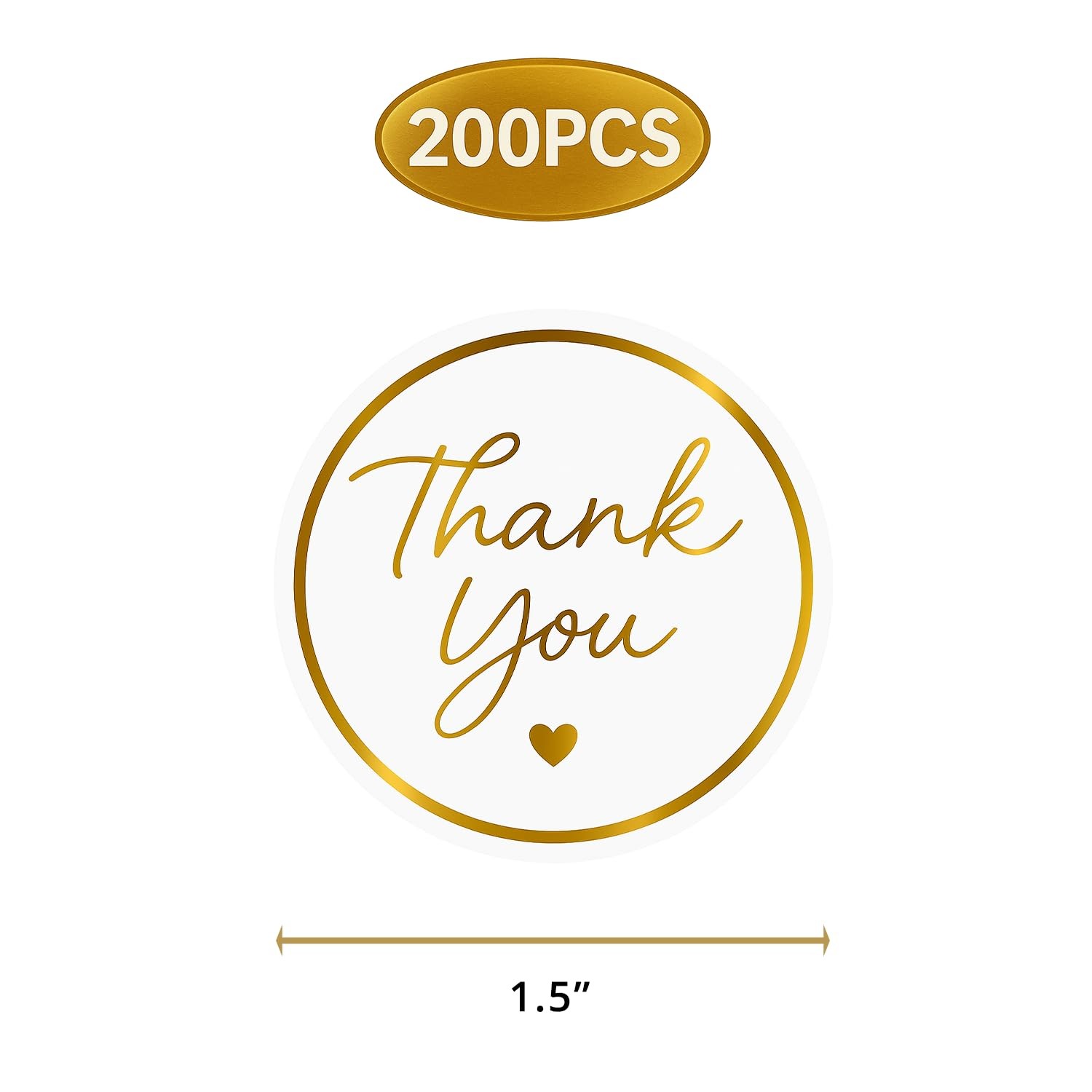 Gold Thank You Stickers set 200 Pcs 1.5 In Round Adhesive Label New