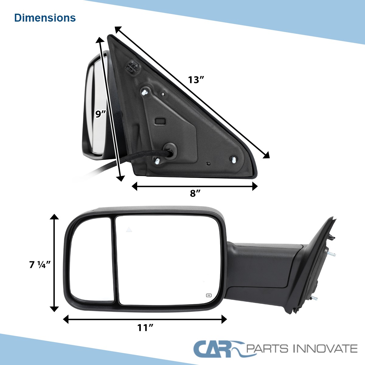 Fit 2019-2022 Ram 2500 3500 Rotatable Heat Towing Mirror+Puddle Left Driver Side