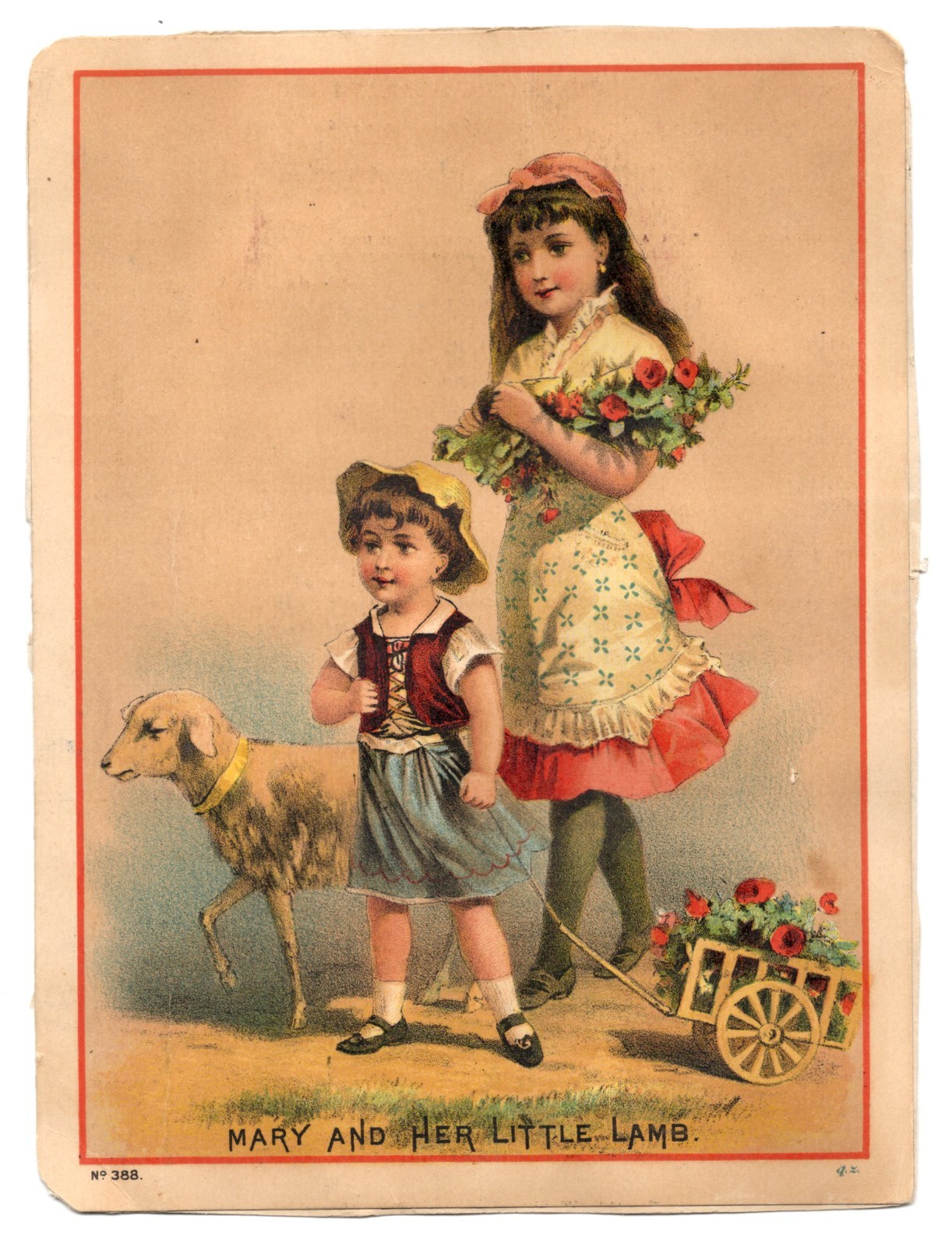 1880-90s - Mary and Her Little Lamb Large Victorian Trade Card - XL2T