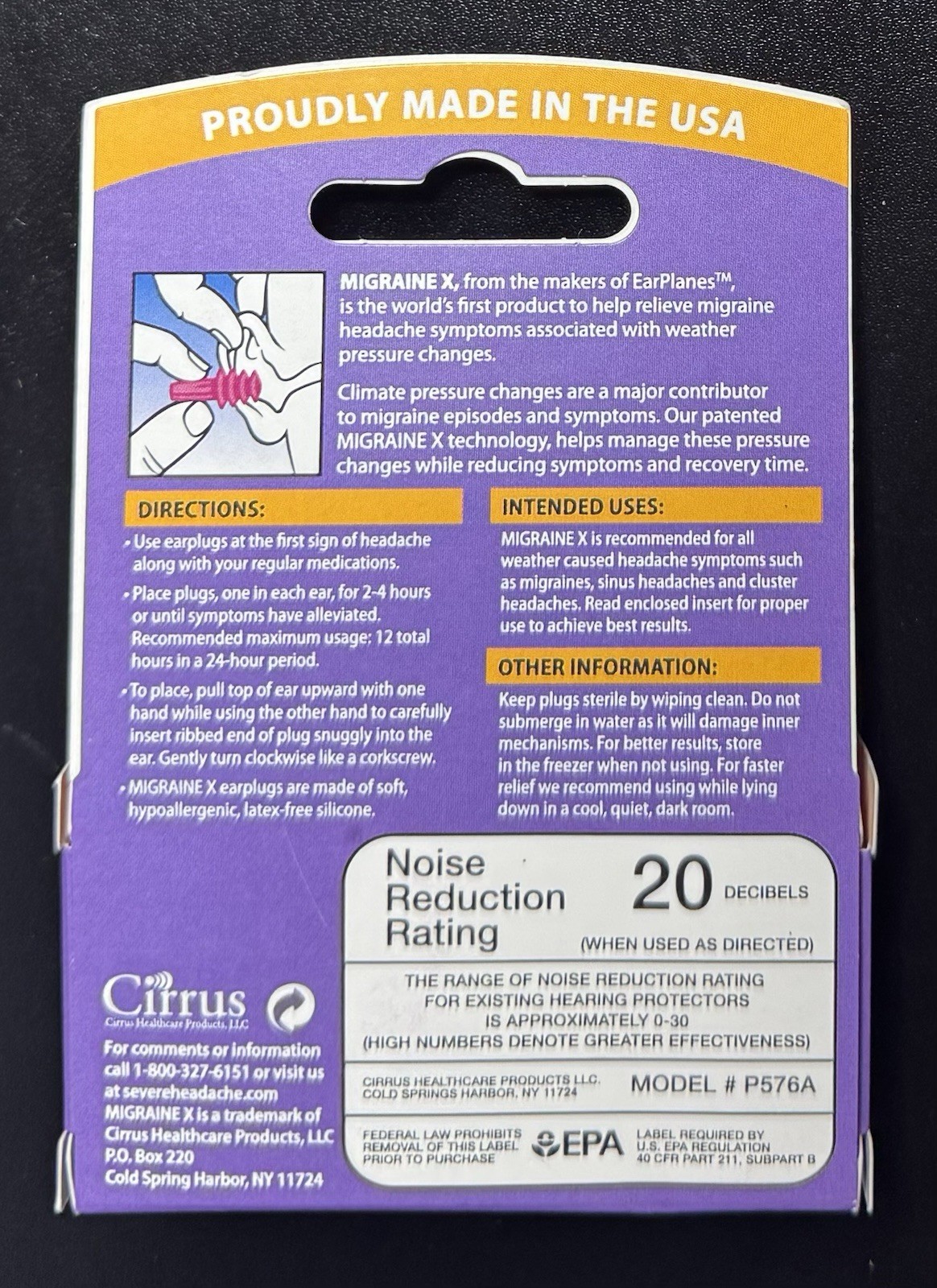 Migraine X Pressure Regulating Earplugs, Fast Natural Migraine Relief, 1 Pair￼