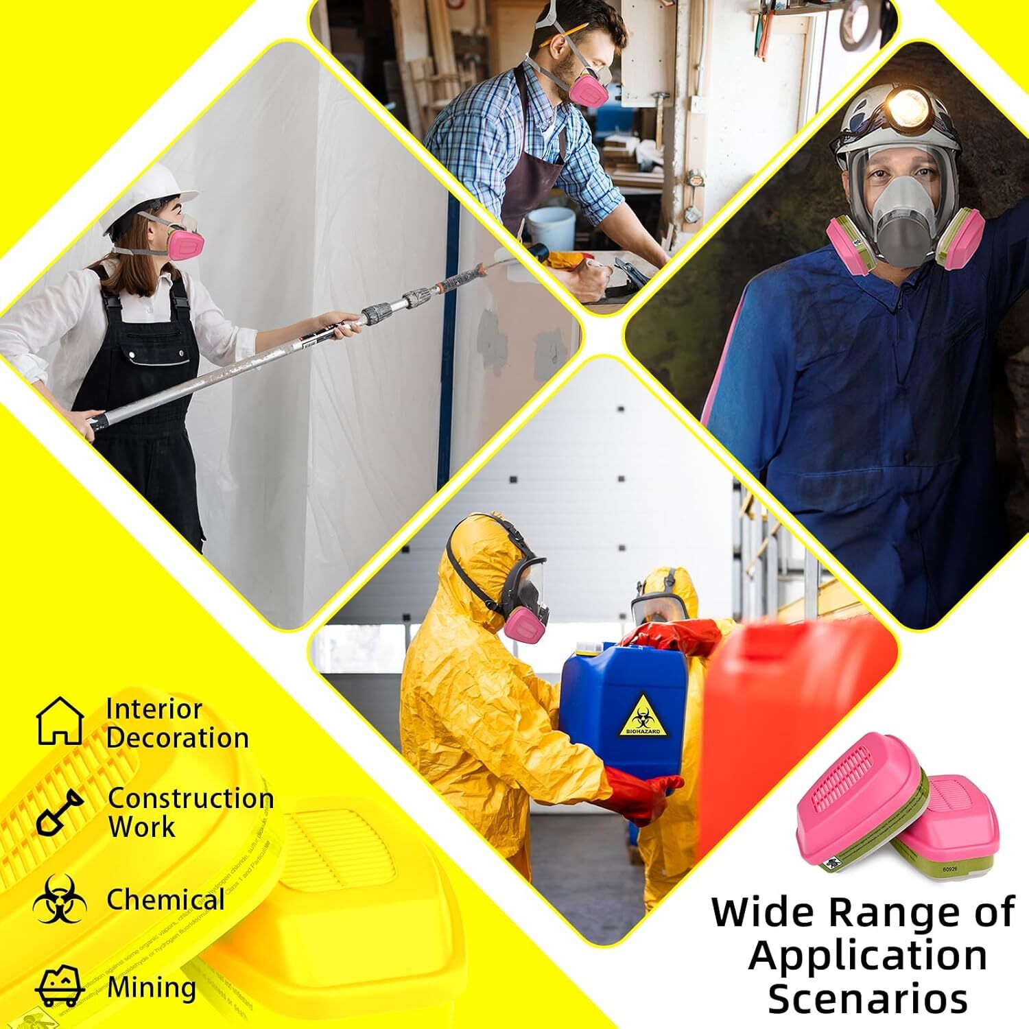 1 Pair 60926 Multi Gas Vapor P100 Replacement Respirator Protection Cartridge US