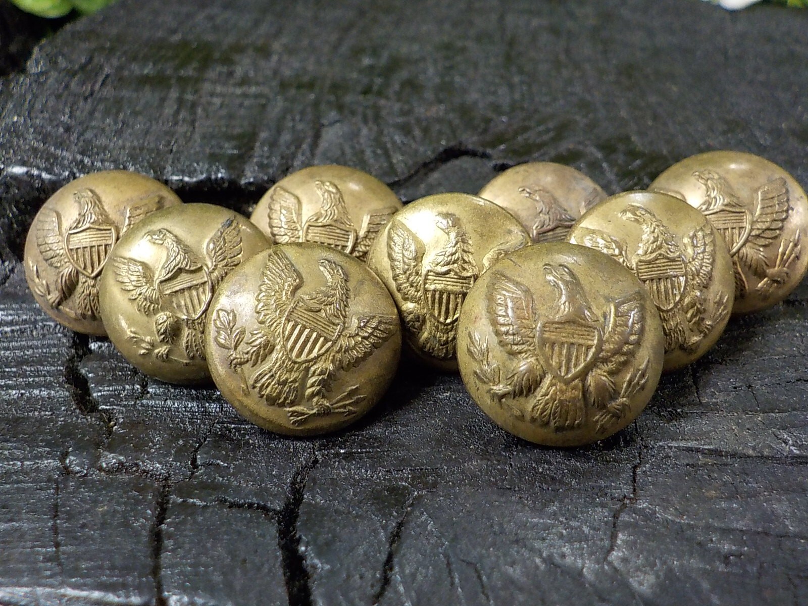 Old Rare Vintage Antique Civil War Relic Eagle Cuff Button with Free Button Case