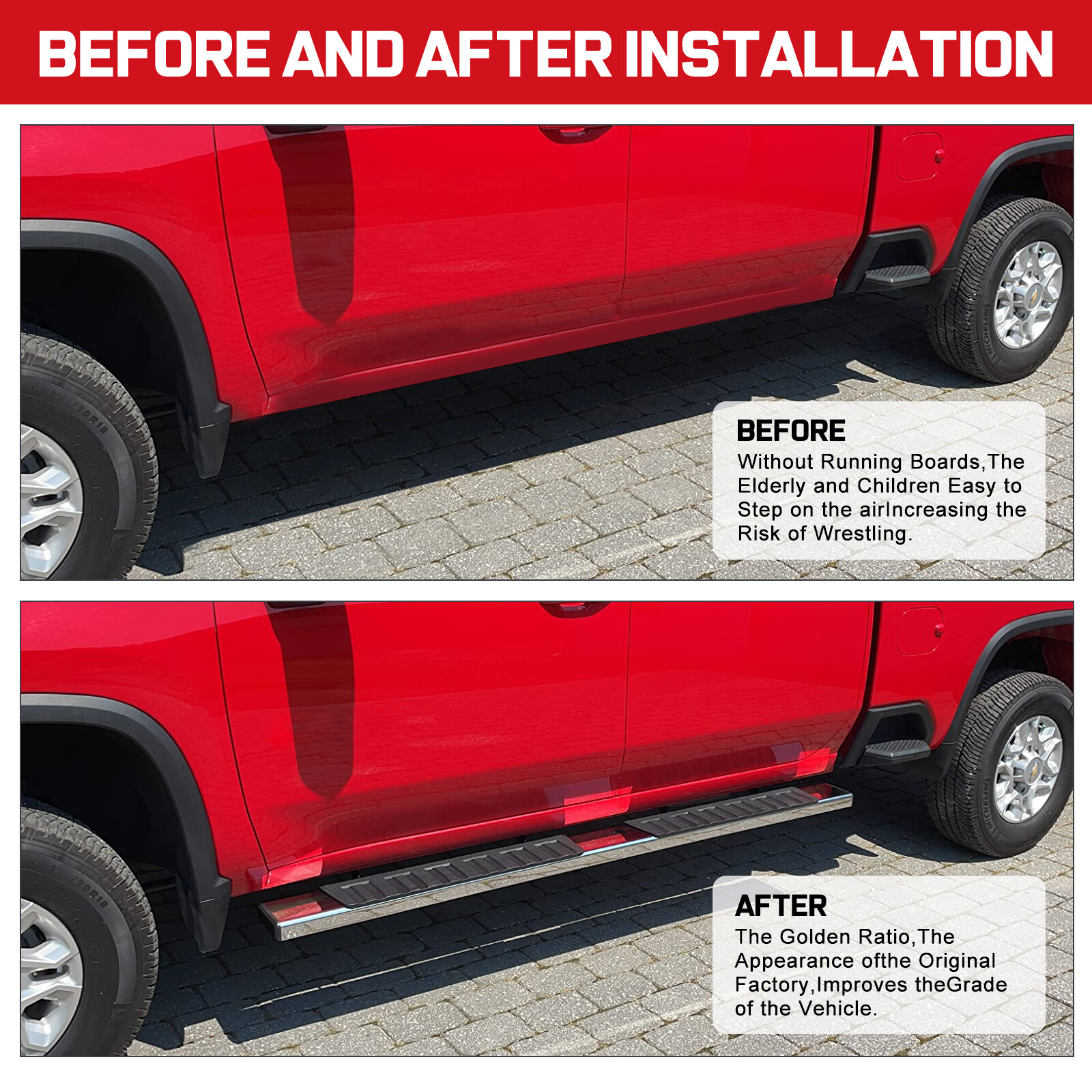 6" Running Board FOR 09-18 Dodge RAM 1500/10-25 RAM 2500 3500 Crew Cab Step Bar