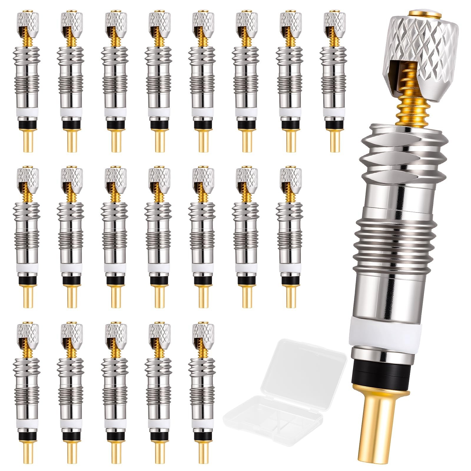 20 Pcs Professional Brass Presta Valve Core & Stem Leak-Proof Silver New