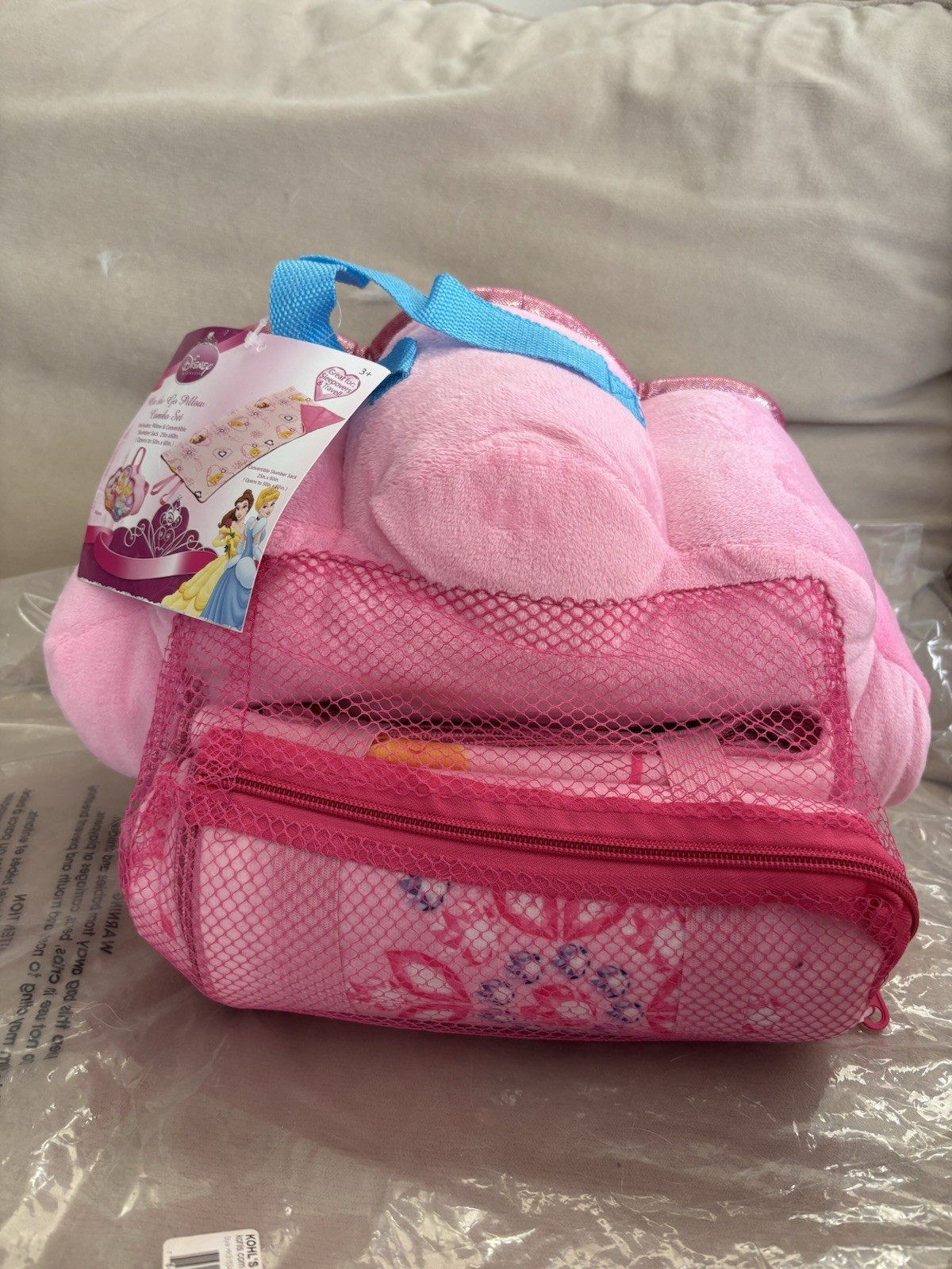 NWT Disney Princesses On The Go Pillow & Convertible Sleep Sack Set